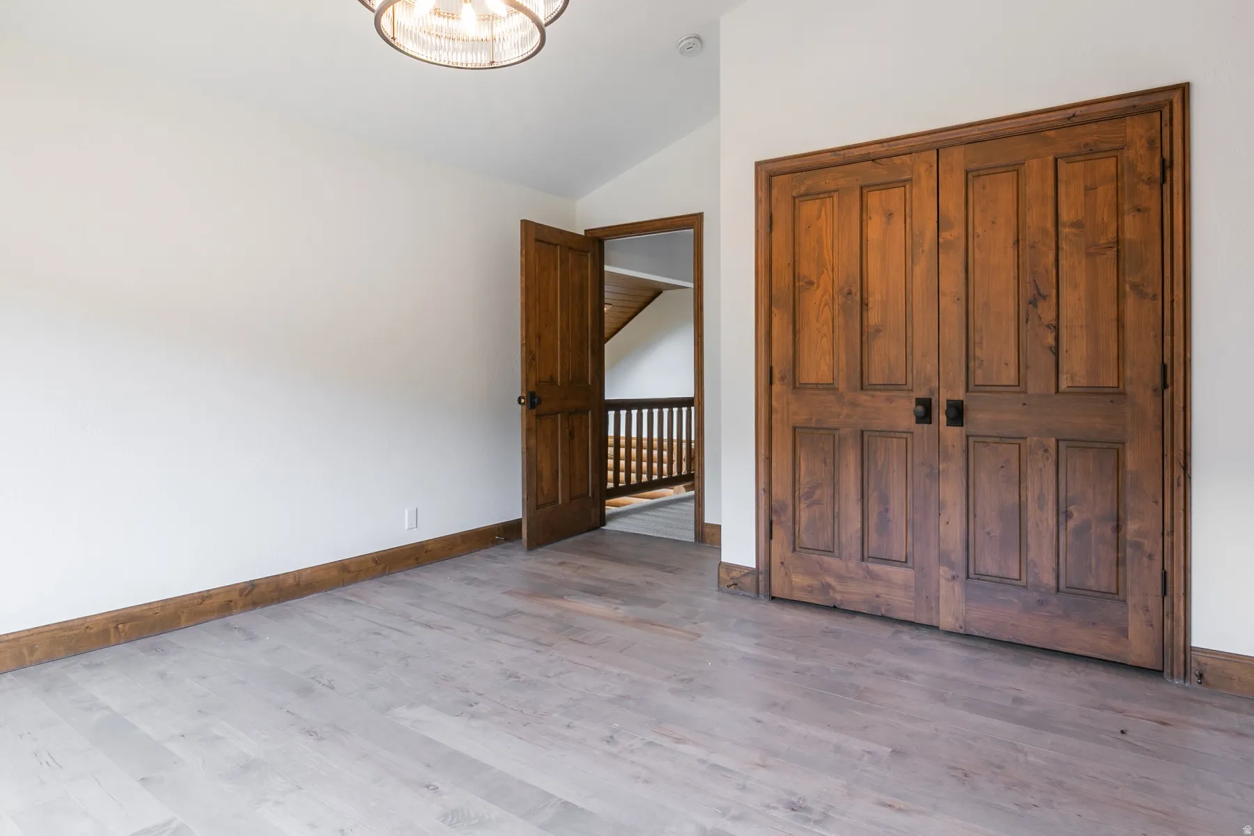 Double panel doors with matte black hardware
