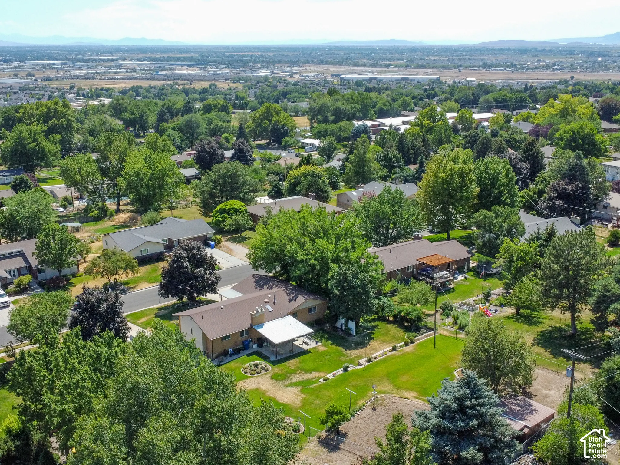 Suburban neighborhood featuring mature trees and established residential properties