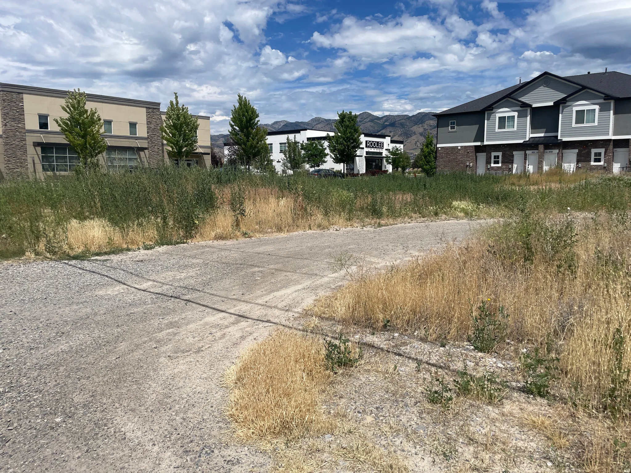 Expansive undeveloped lot featuring a gravel access path and natural vegetation