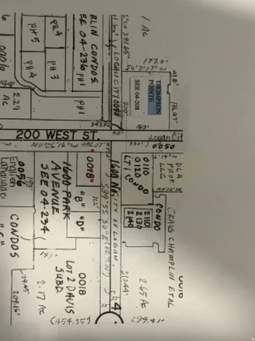 Real estate plat map. Displaying property boundaries, lot numbers, and street names
