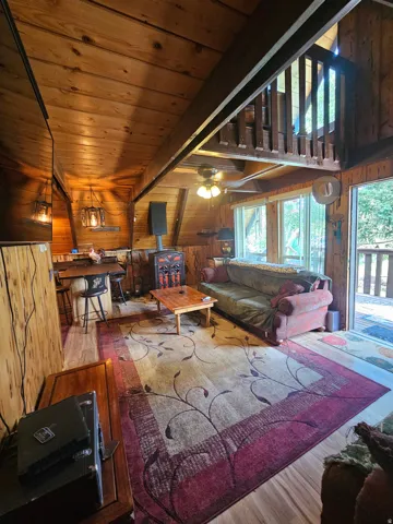 Living Room with beautiful wood burning stove!