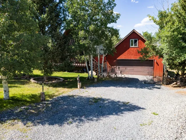 Front of Cabin with Detached Garage!