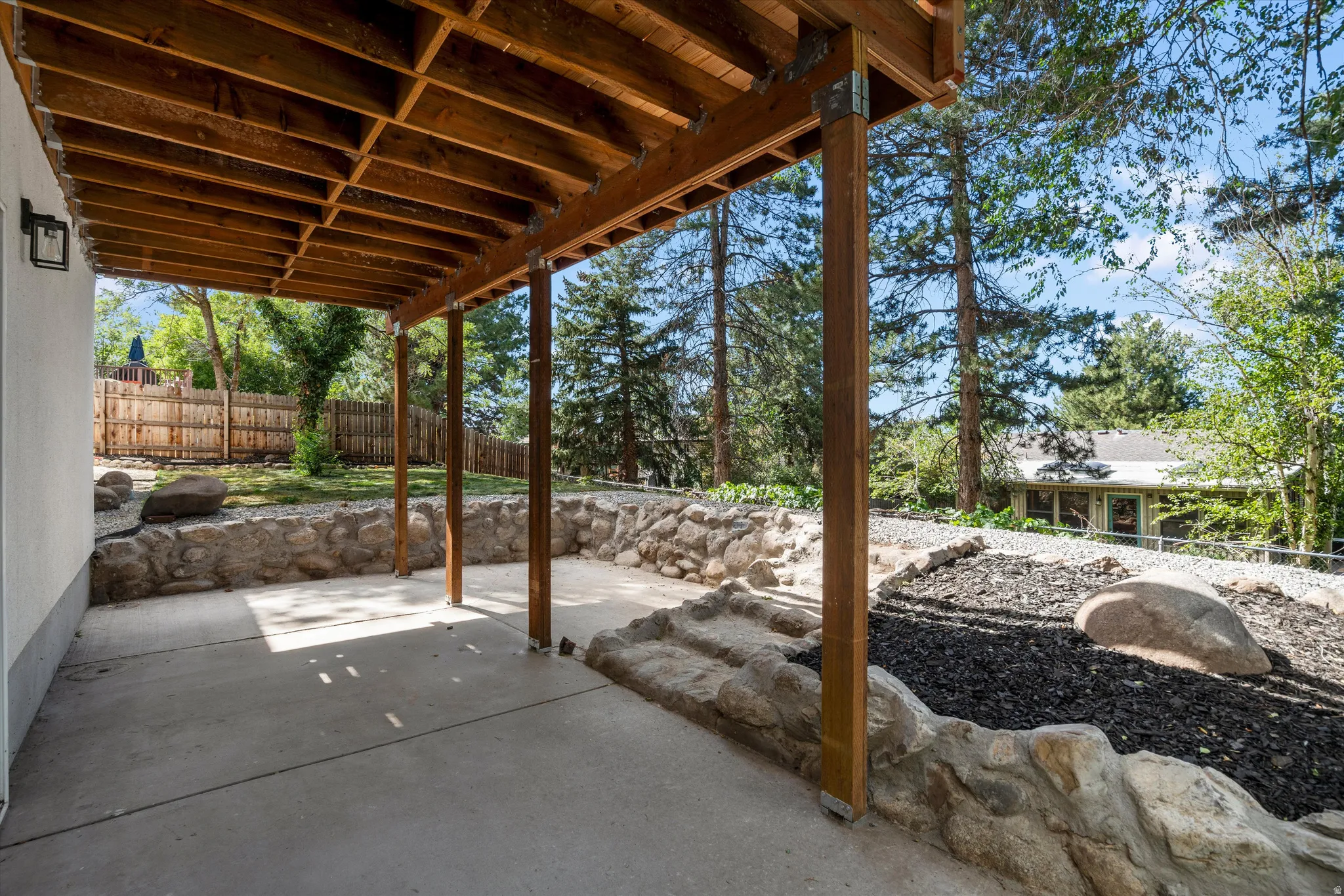 Covered concrete patio