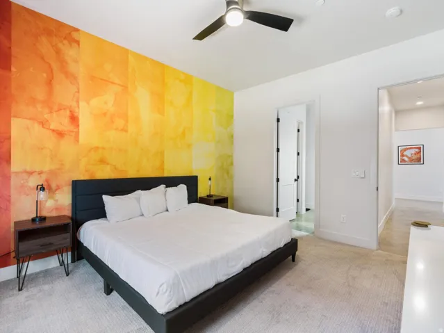Feature wall with warm-toned finish