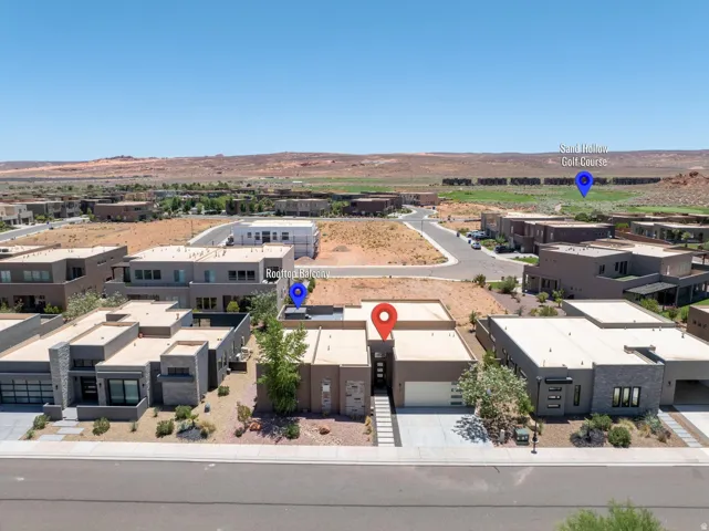 Modern desert community featuring contemporary architectural styles