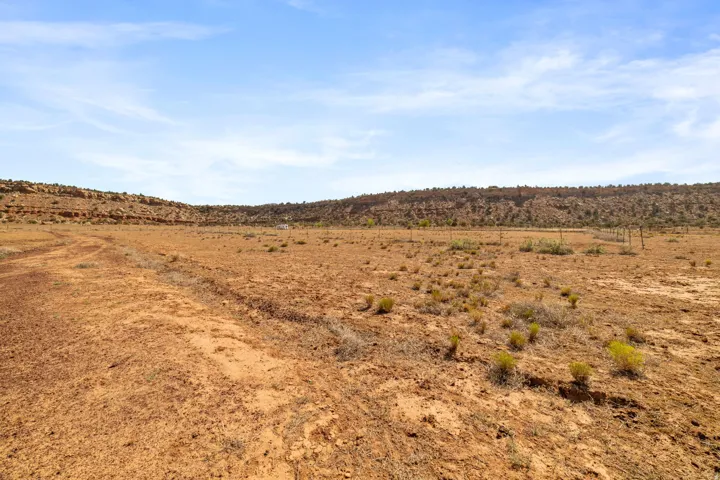 Expansive desert terrain with a clear sky backdrop