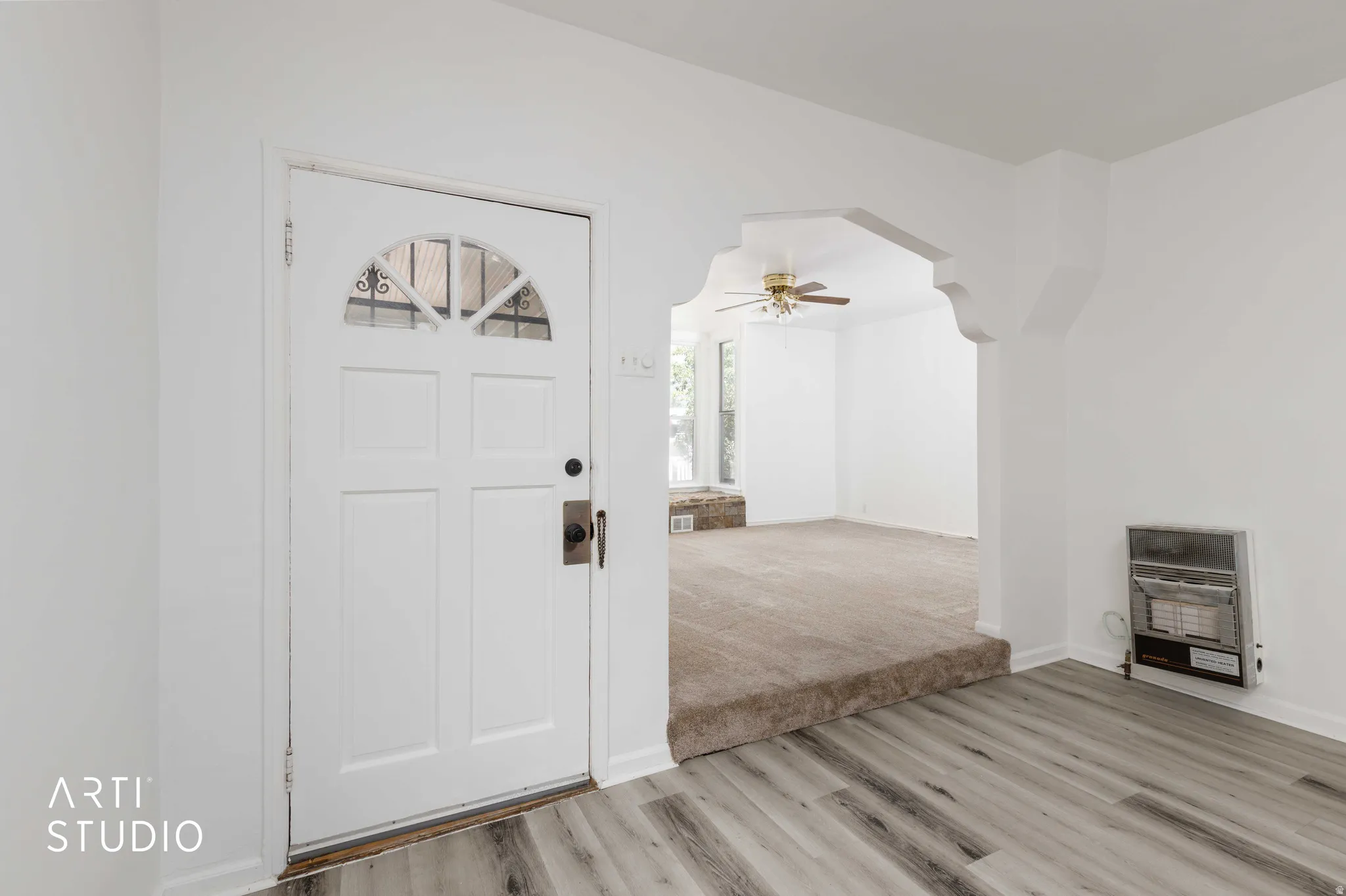 Arched doorway with decorative trim