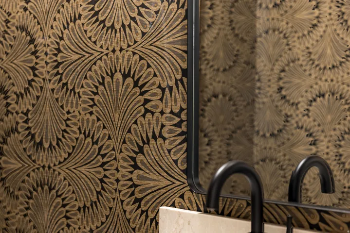 Statement wall featuring patterned wallpaper