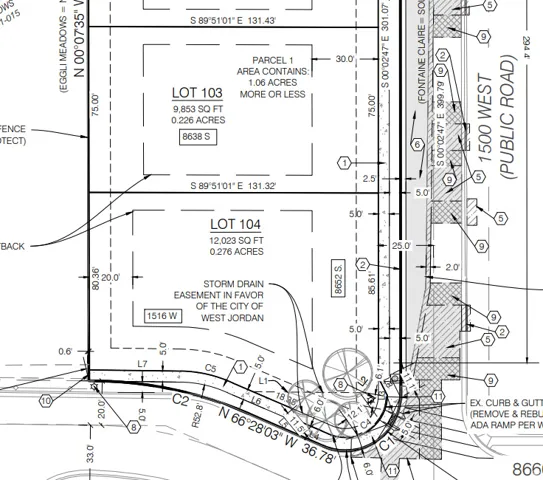 Plat Map. Illustrating lot boundaries, dimensions, and easement information for the property