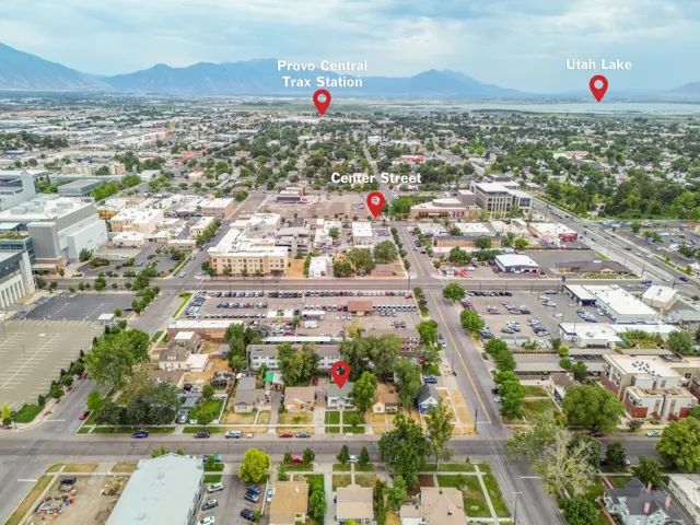 Aerial perspective highlighting proximity to urban amenities and natural features