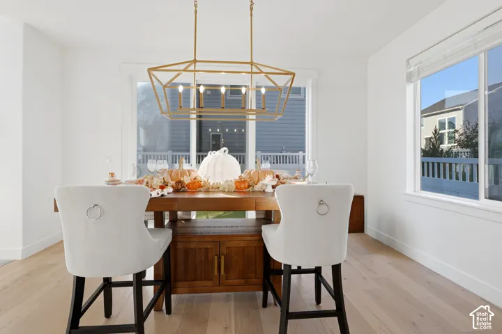 Light wood-finish flooring, white walls, and multiple windows