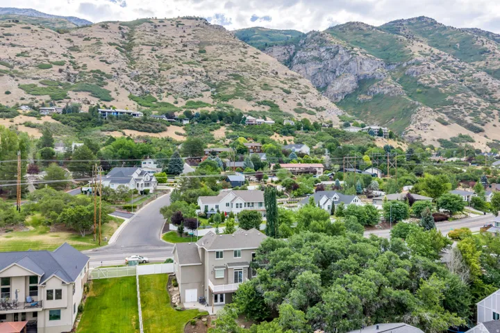 Residential area situated within a mountainous landscape