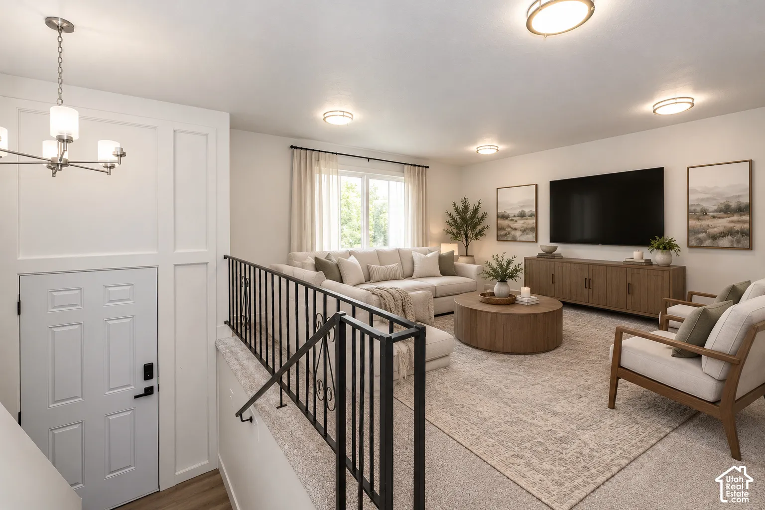Virtually staged living room