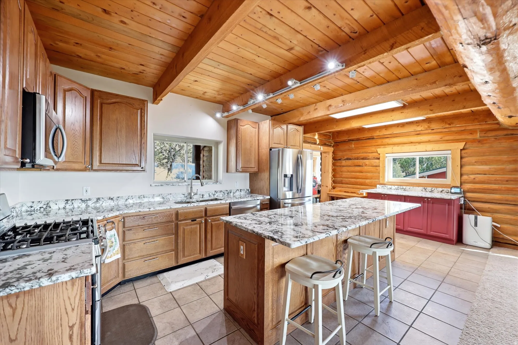 Gas stove and track lighting