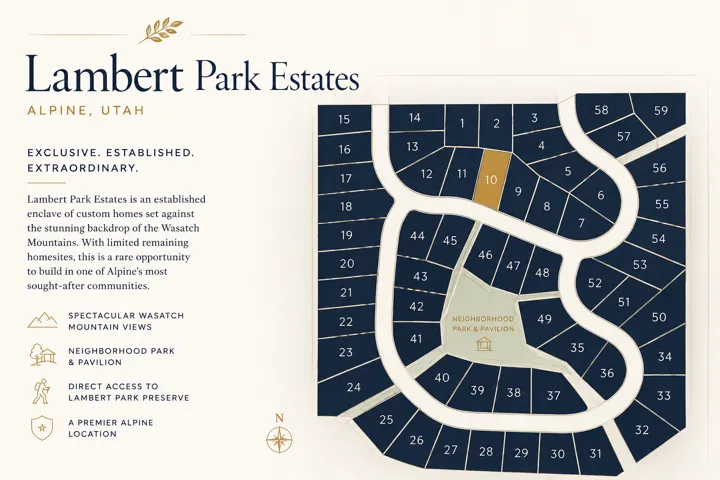 Lambert Park Estates Subdivision Plat Map. Outlining the parcel configuration and lot identification within the development