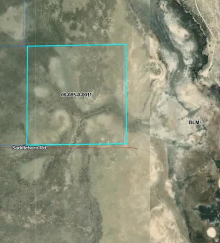 Aerial Parcel Map. Displaying the property boundary and identifying the parcel number and nearby road and land designations