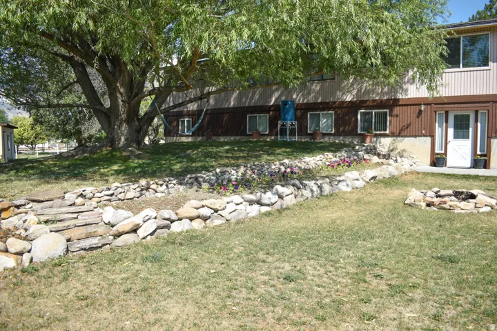 Spacious front yard with a large mature tree providing ample shade