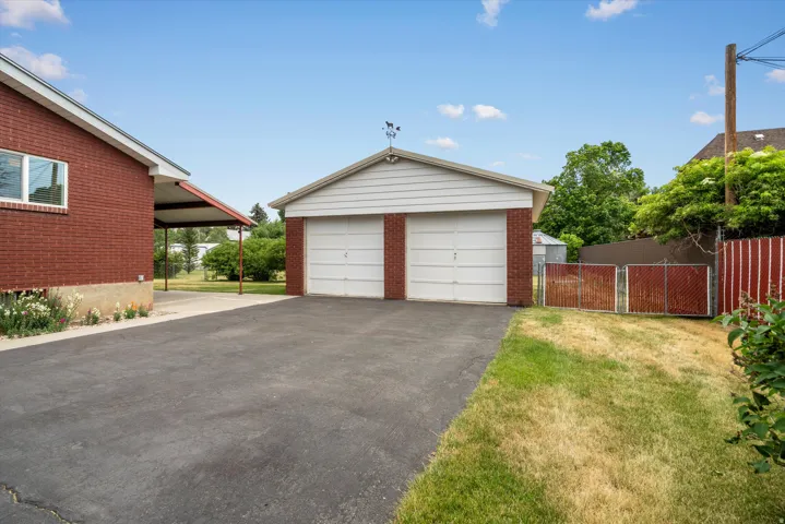Detached two-car garage.