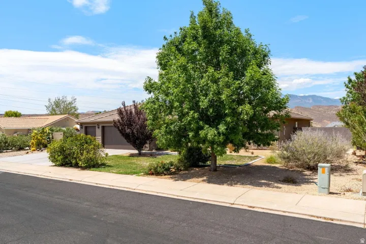 Single-story exterior with a two-car garage
