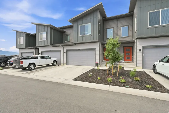 Modern townhome exterior featuring contemporary architectural design elements