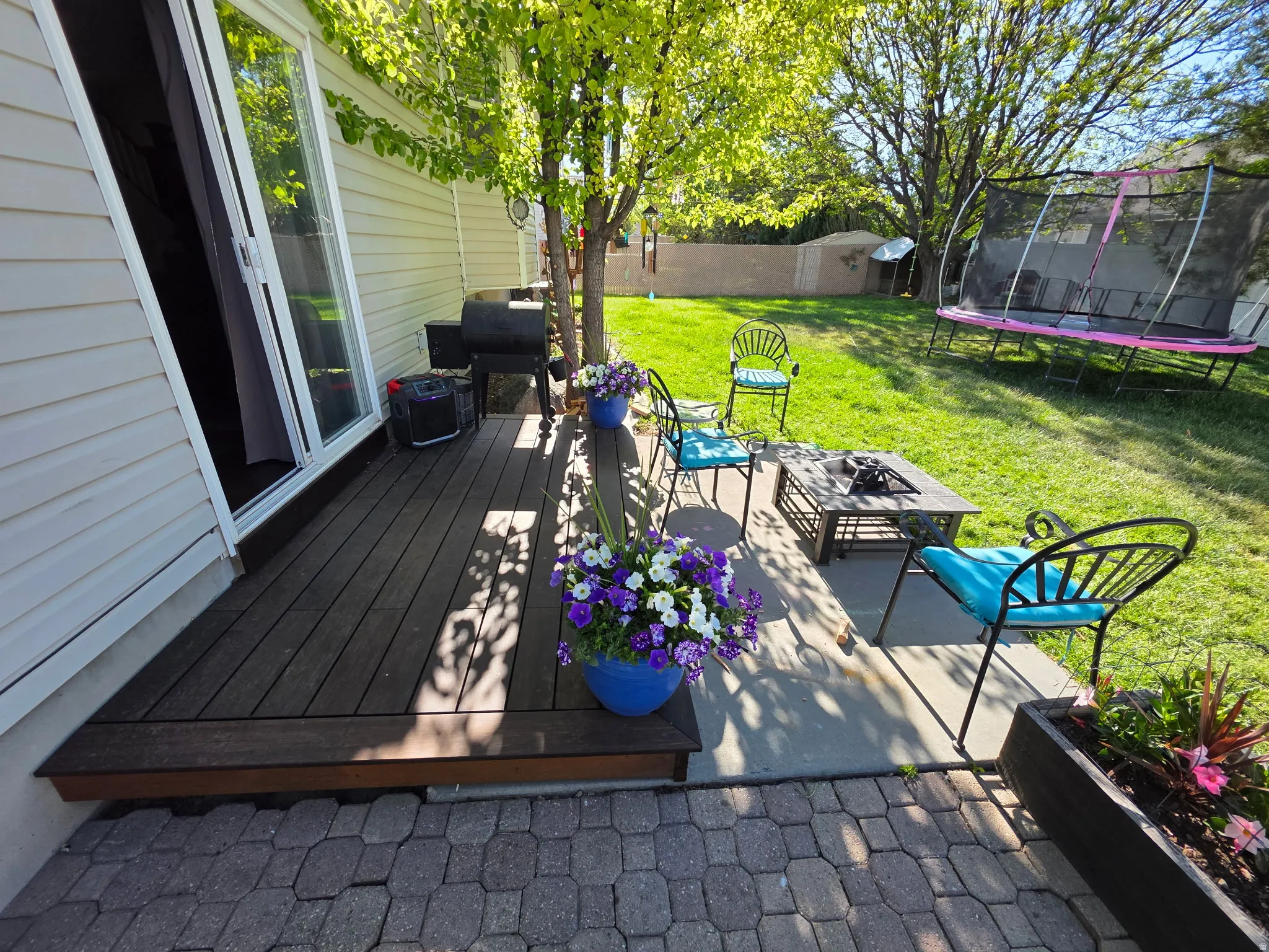 Deck and patio in back yard