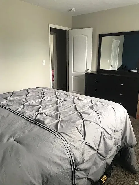 Master bedroom with Neutral wall paint throughout