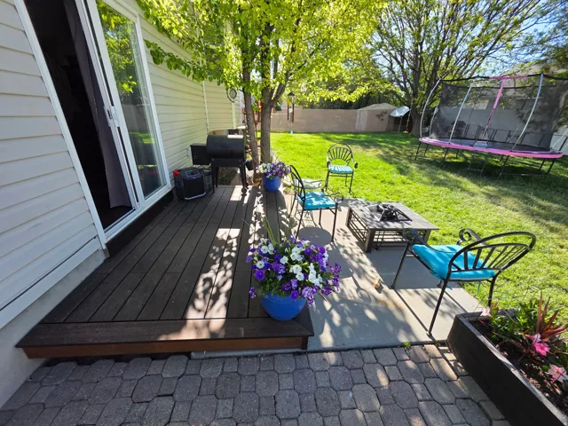 Deck and patio in back yard