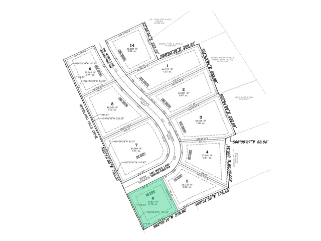 Survey Plat. Illustrating a subdivision with lot dimensions and boundary lines