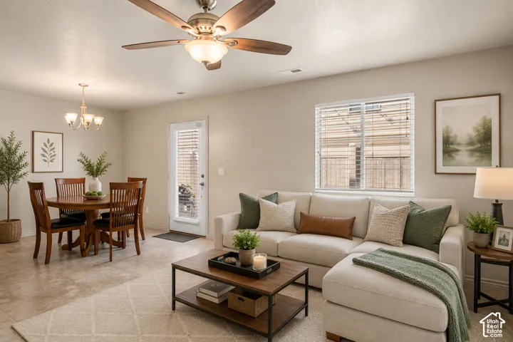 virtually staged living room and dining room