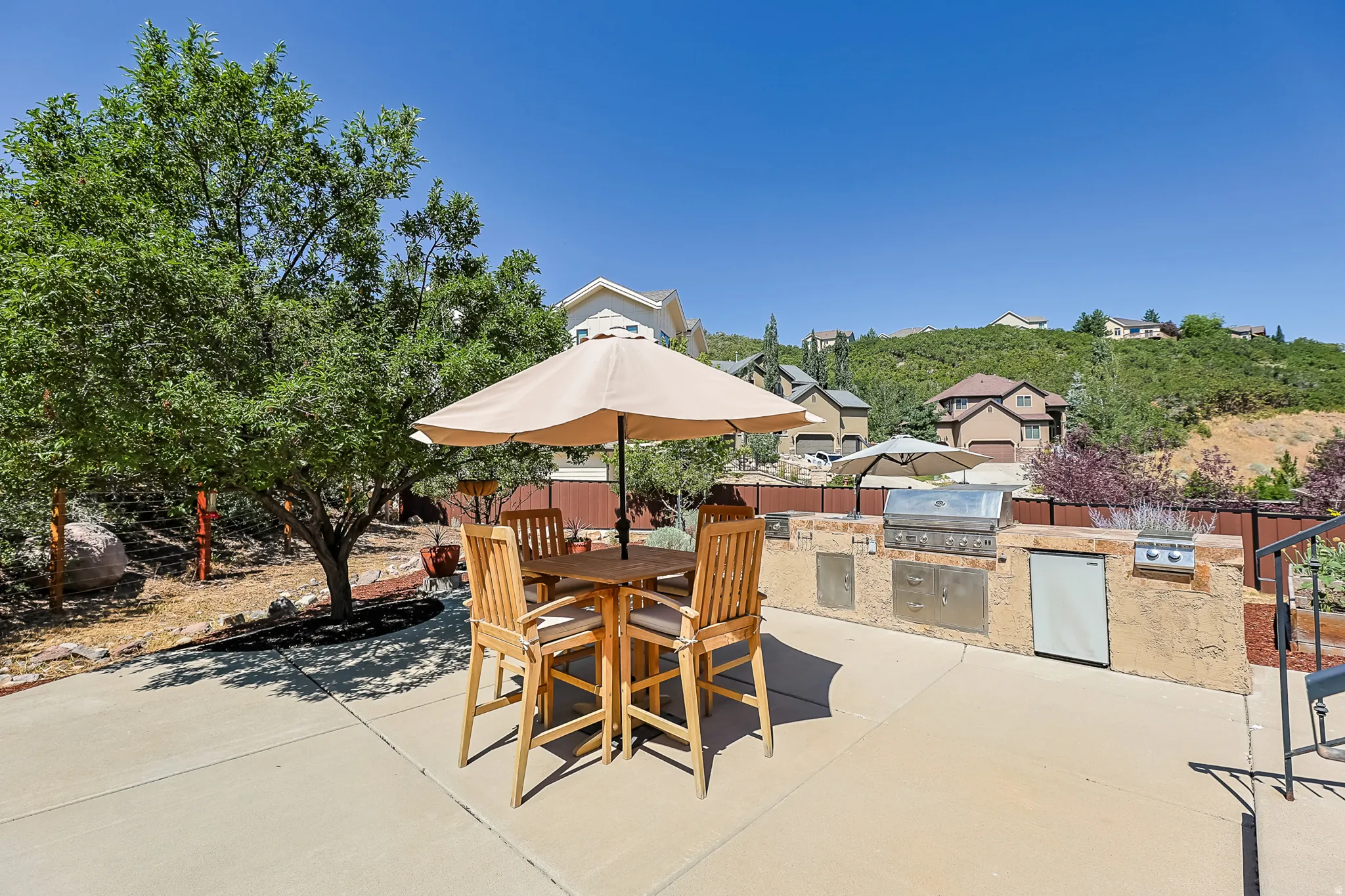 Backyard patio with grill