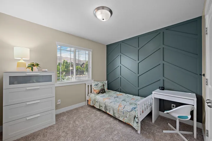 Accent wall with geometric trim detailing
