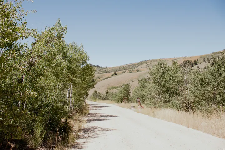 Dirt road leading to the lot.