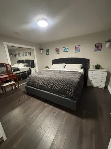 Wide plank wood-finish flooring throughout