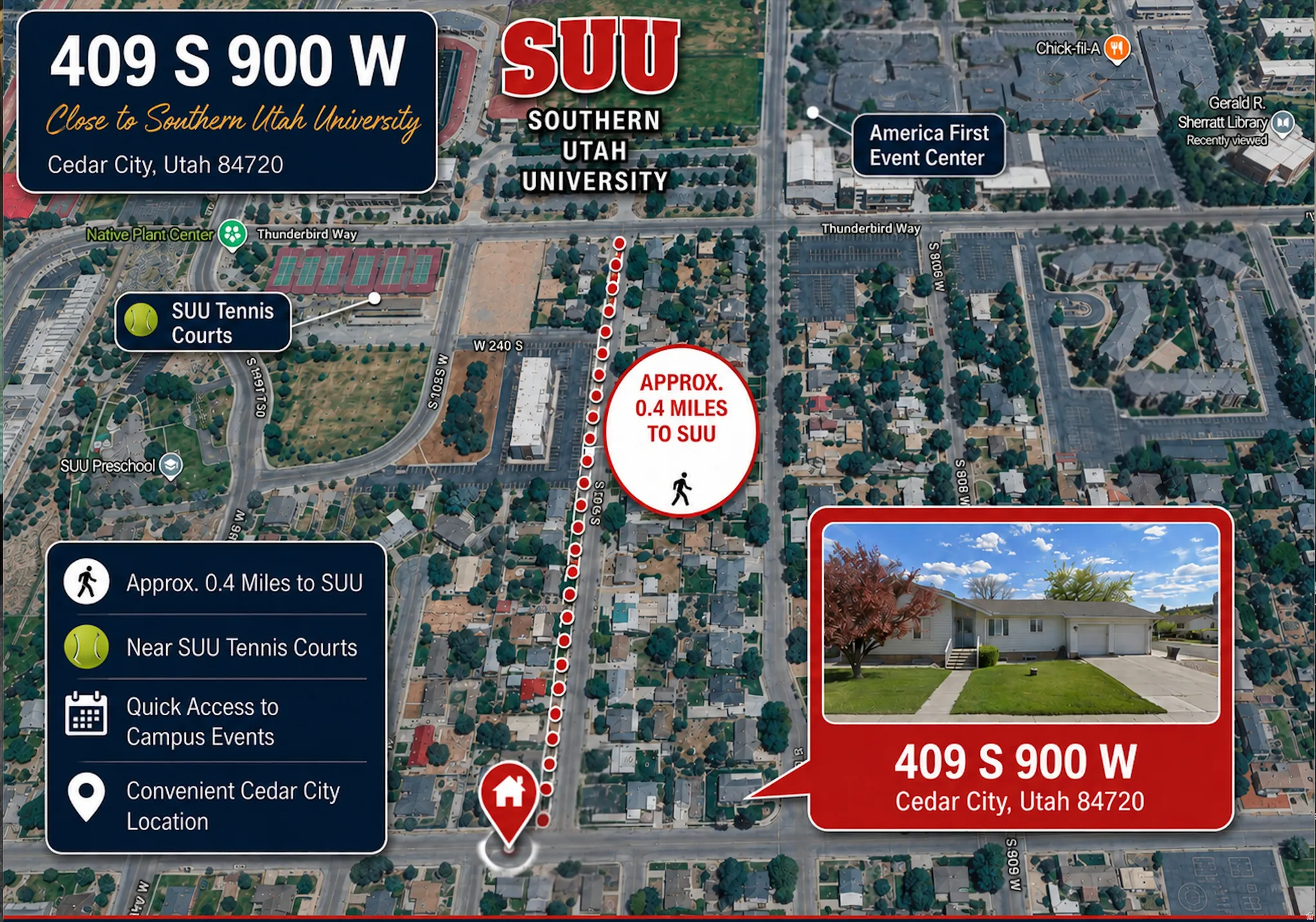 Property Location Map. Illustrating the property's address, proximity to the university, and local points of interest