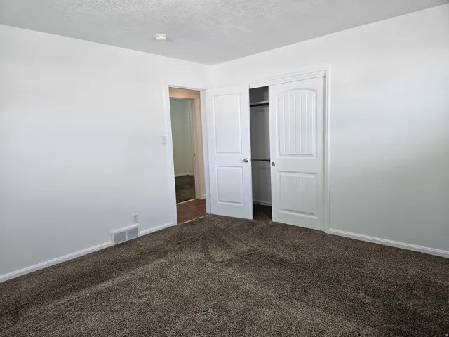 Expansive wall-to-wall carpeting in a neutral brown tone