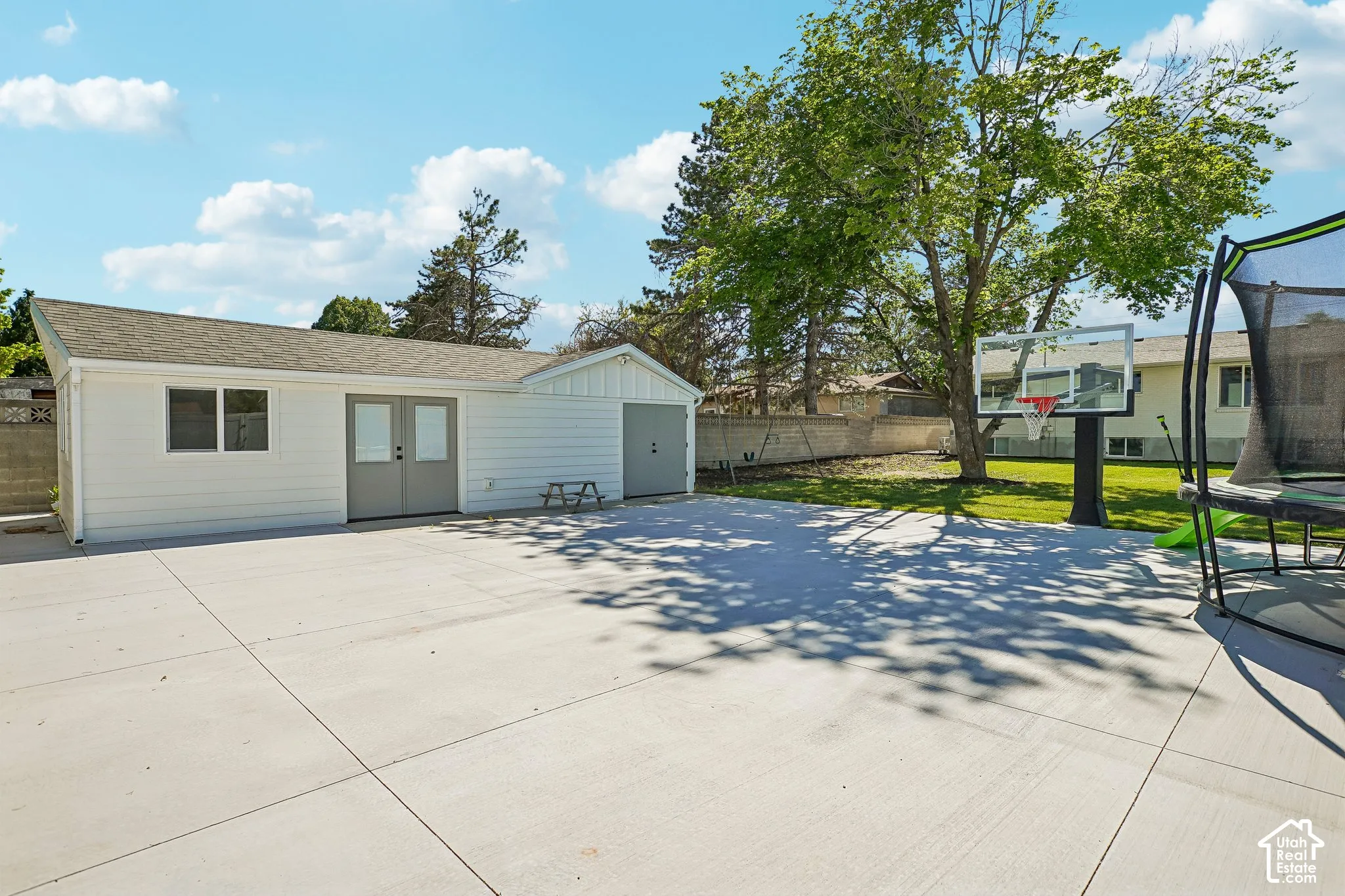 Main Residence Backyard: Finished Shed & Basketball Court/RV Parking