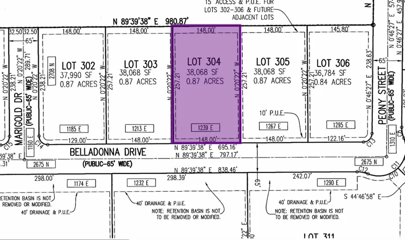 Plat Map. Illustrating lot dimensions and area for the property, along with surrounding parcels and public access ways