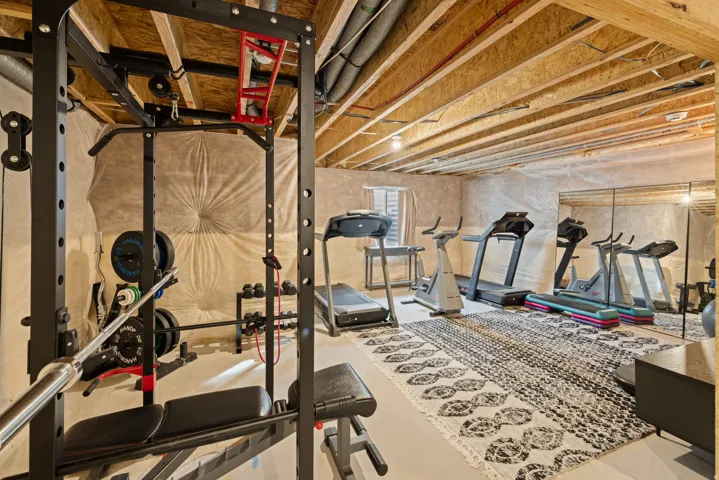 Basement space being used as a home-gym