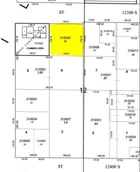Plat Map. Illustrating lot divisions and dimensions for the property
