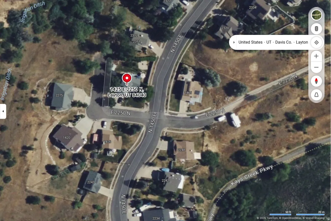 Aerial Property Map. Displaying the geographic location of the property within its local context