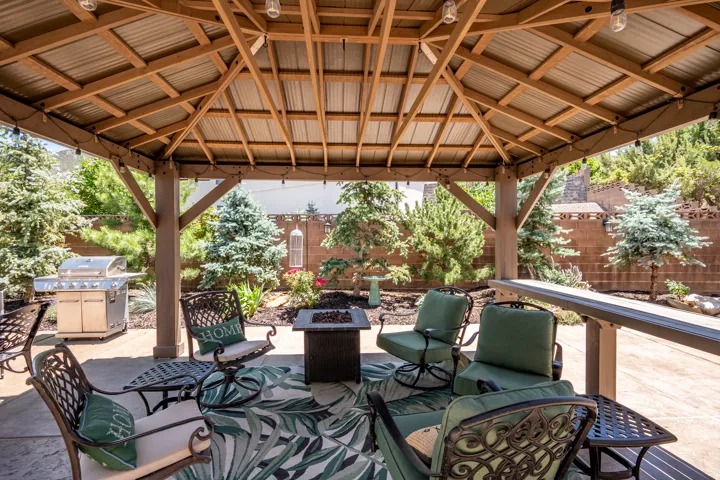 Relax Beneath the Gazebo with Built-In Bar-Height Counter