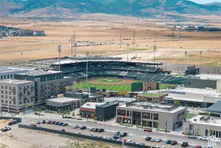 Aerial perspective showcasing nearby Bee's stadium