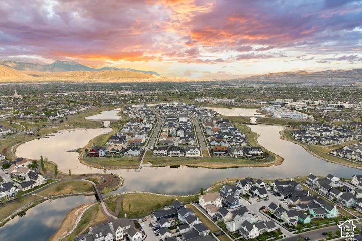 Aerial perspective of a master-planned community featuring numerous residential structures