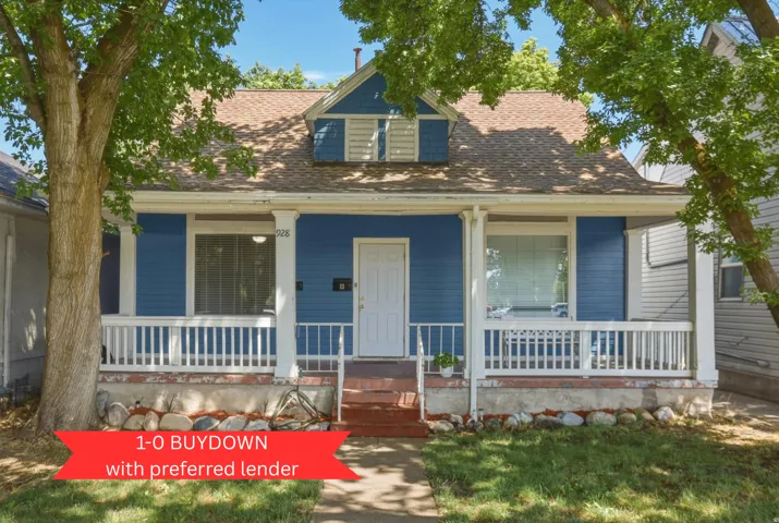 Blue siding exterior with white trim