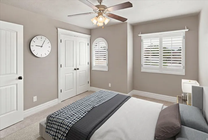 This Bedroom is currently being used as a dining room. The furniture in this picture has been photo shopped in.
