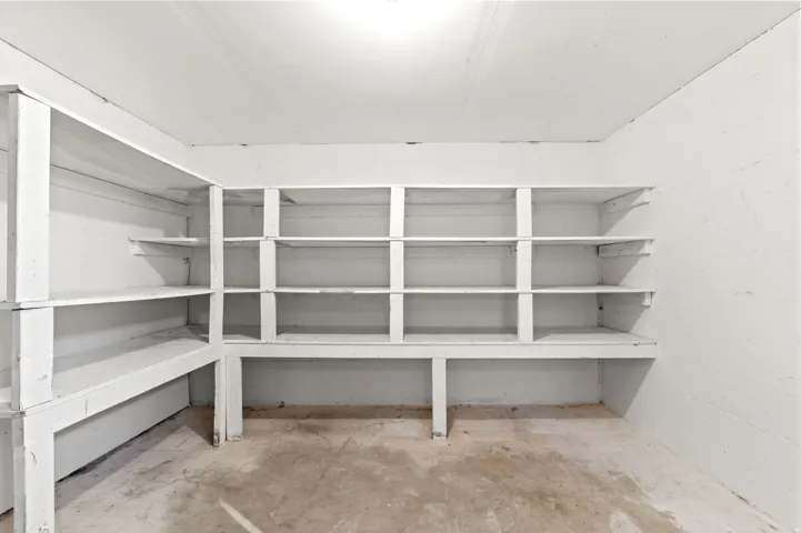 Built-in shelving providing extensive storage