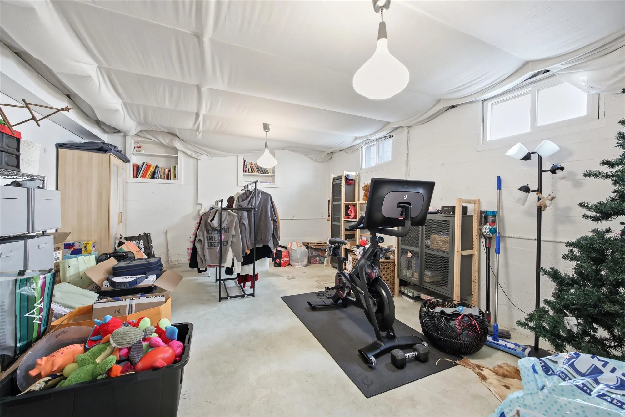 Nearly completed basement storage