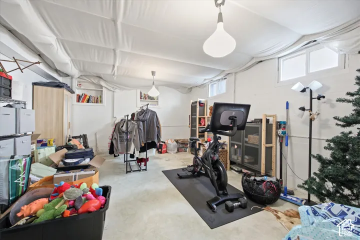 Nearly completed basement storage