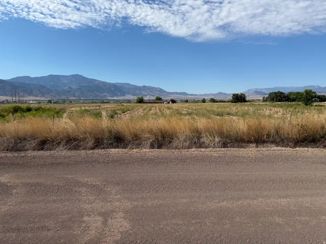 Expansive undeveloped land featuring natural grasses and distant mountain formations under a clear sky