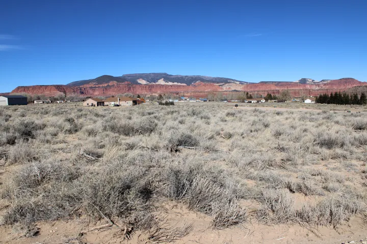 Expansive undeveloped land featuring natural vegetation and distant mountain ranges